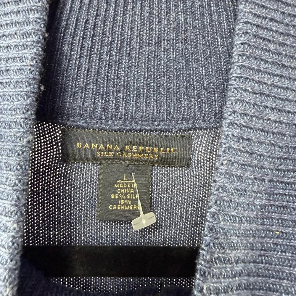 Banana Republic Silk Cashmere‎ Quarter Zip Sweater in Blue Size Large